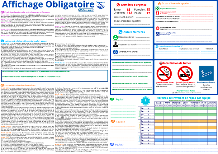 Affichage Obligatoire entreprise Complet - Mises à jour en 2025 incluses