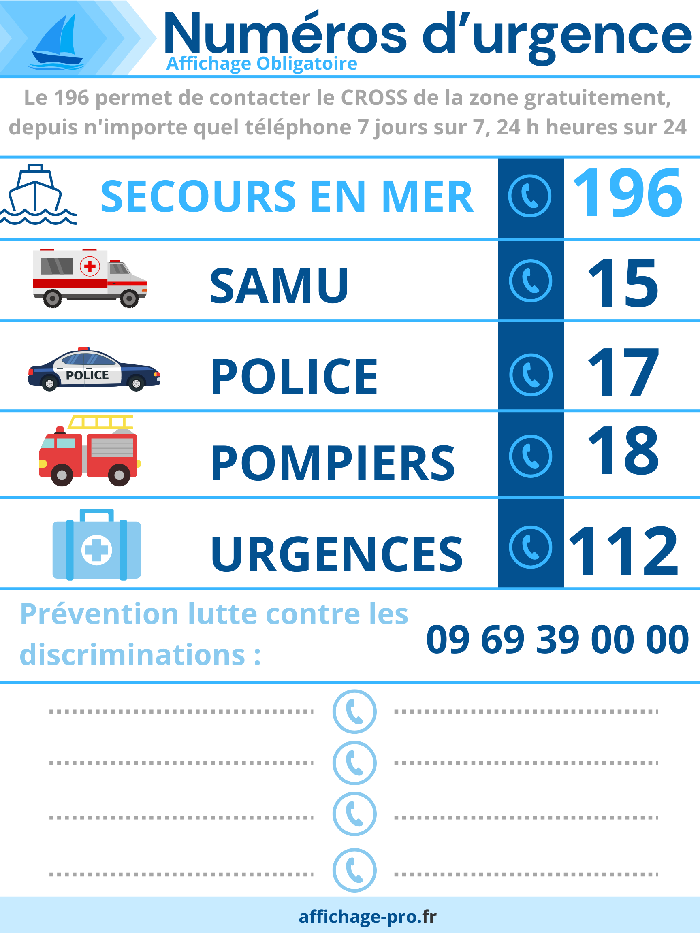 numeros d'urgence en mer