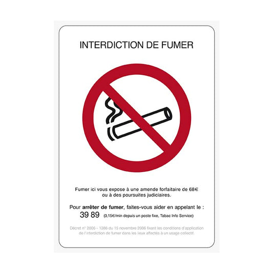 Interdiction de fumer signalétique officielle