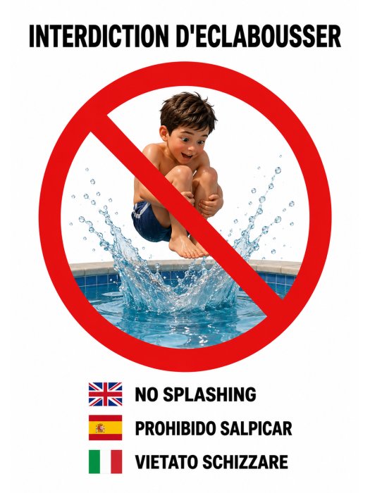 Affiche Interdiction d'Éclabouser - Piscine & Bassins
