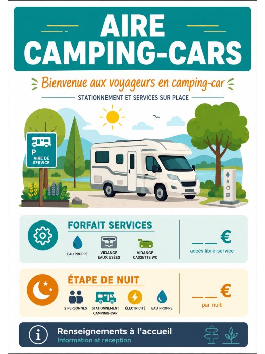Affiche Aire de Camping-Cars – Bienvenue et Services