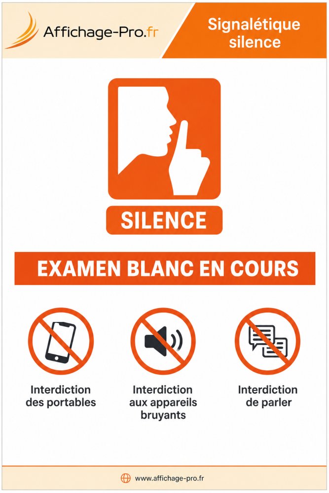 Signalétique Silence - Examen Blanc en Cours