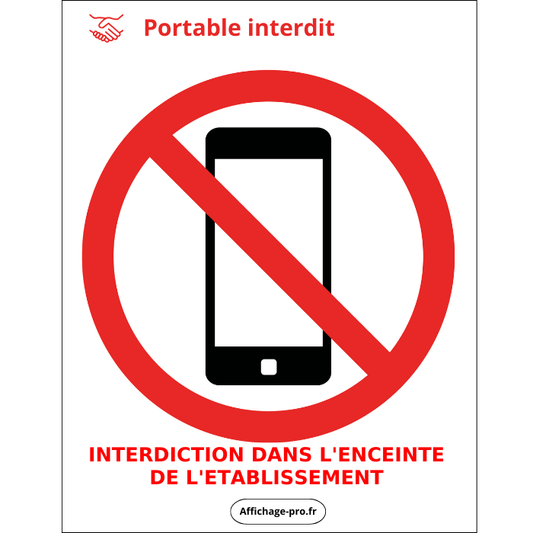 Affiche téléphone portable interdit