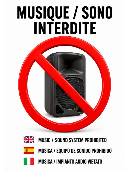 Affiche Musique / Sono Interdite – Multilingue